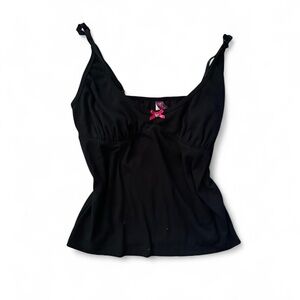 Adore Me black tank top with pink bow detail women’s size large
